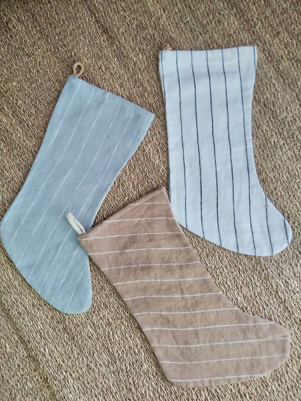 Bota Navidad Lino rayado