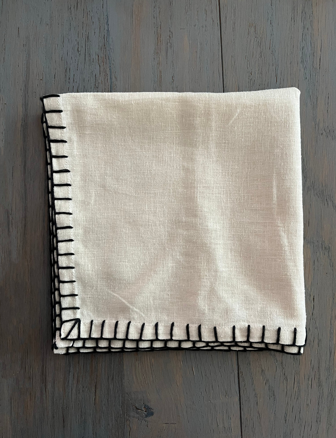 Servilletas de lino festón negro (set de 4)