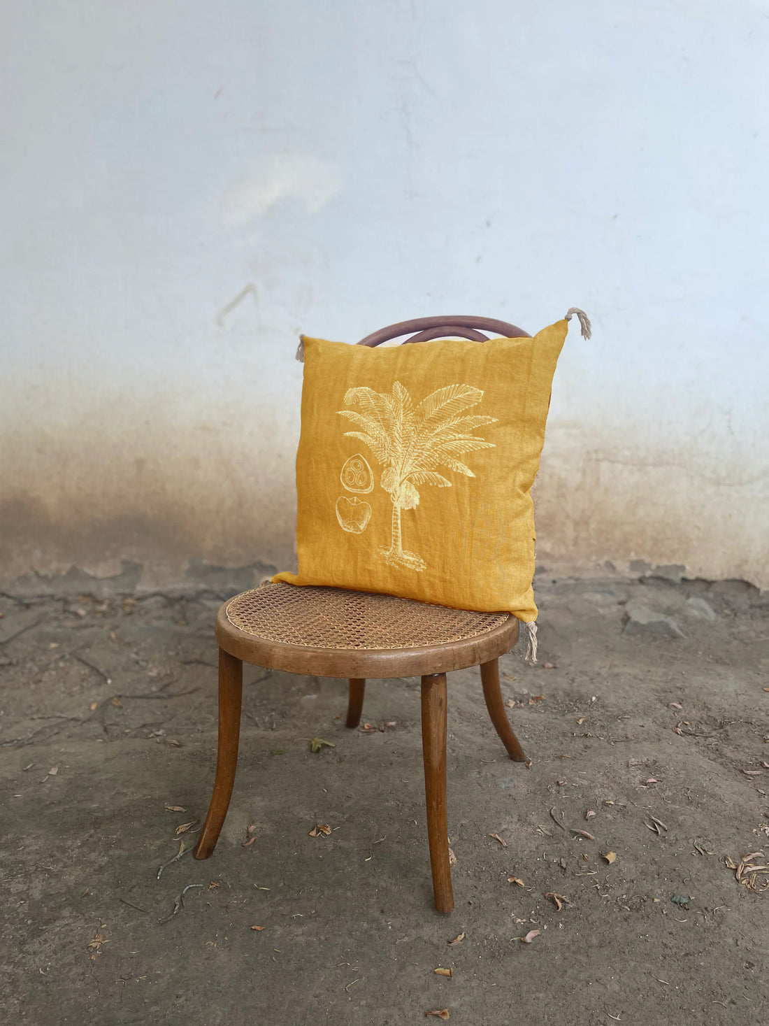 Funda de Lino Palmera 2 Cúrcuma