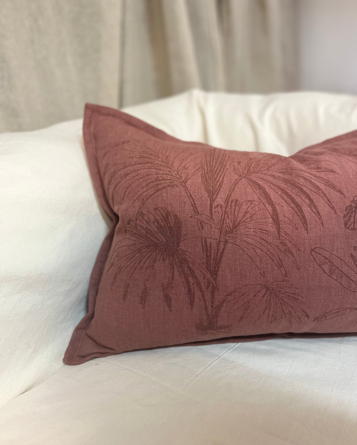 Funda de lino 60x40 Jungla Marsala