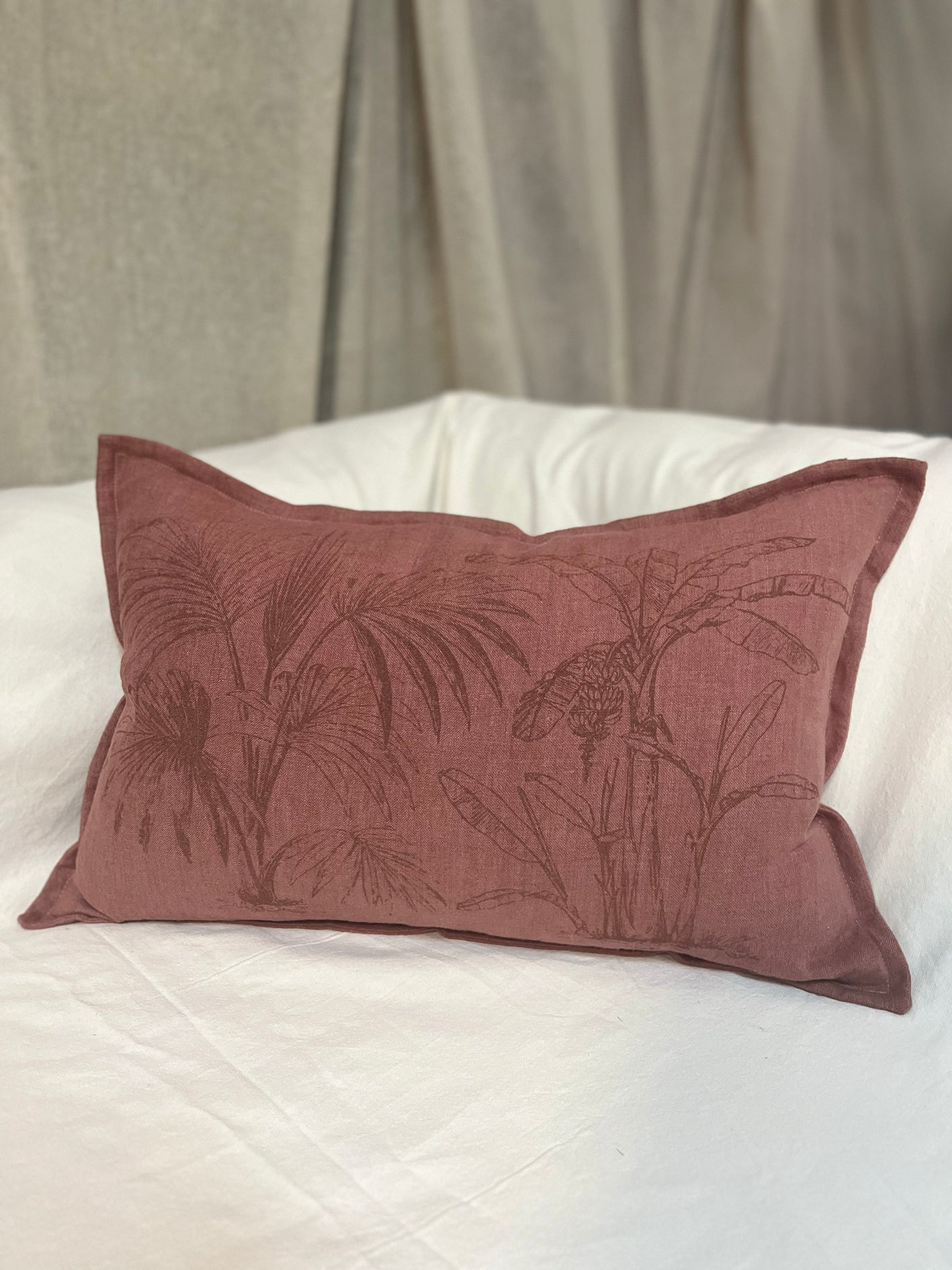 Funda de lino 60x40 Jungla Marsala