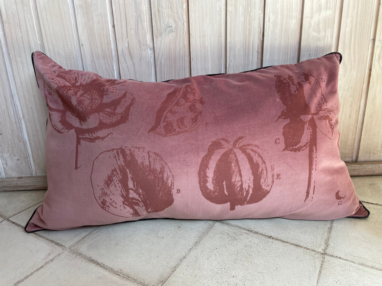 Cojín terciopelo Rosa Viejo Peonía 70x40