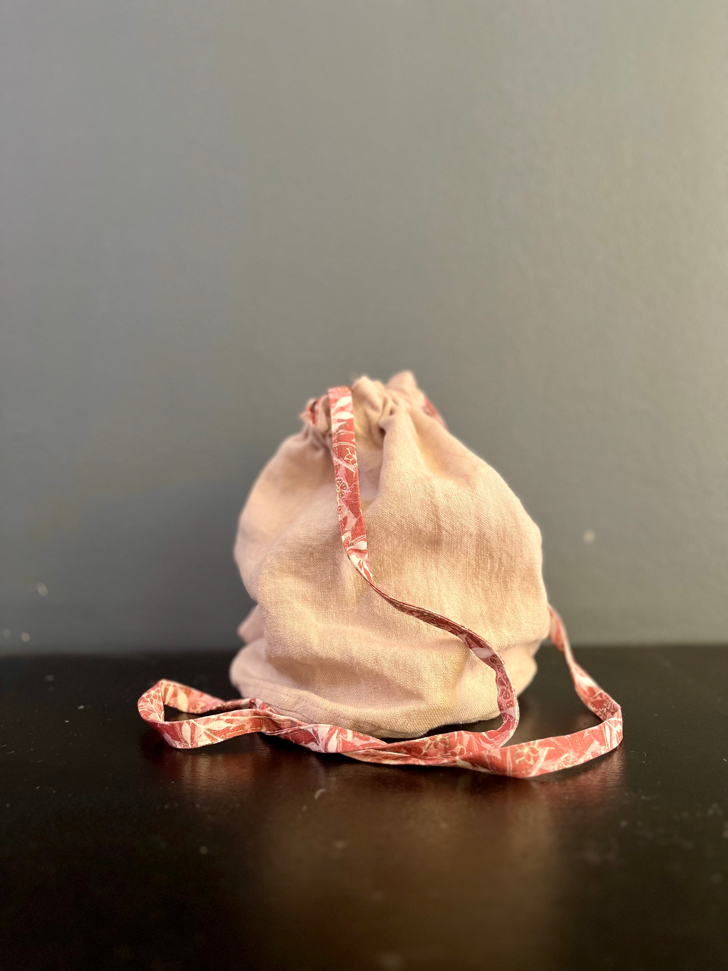 Cartera Lino Beige / Rosado