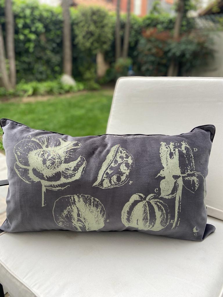 Cojín terciopelo Gris Peonía 70x40.