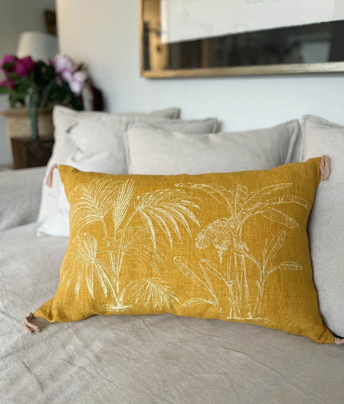 Funda de Lino Jungla Cúrcuma