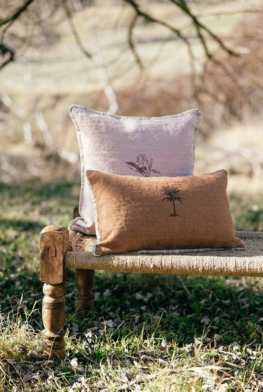 Funda de Lino Fuelle Rayas Rosado