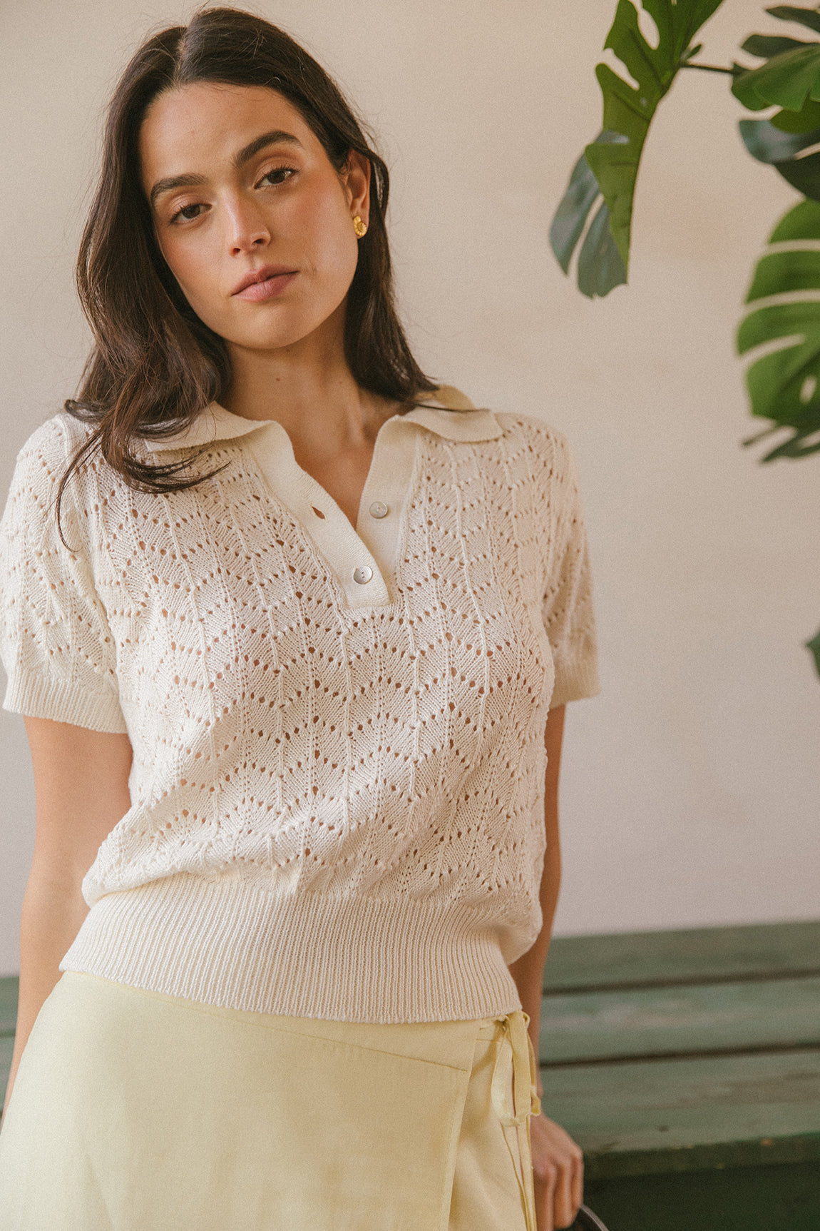 Polera tejida Amparo natural PREVENTA