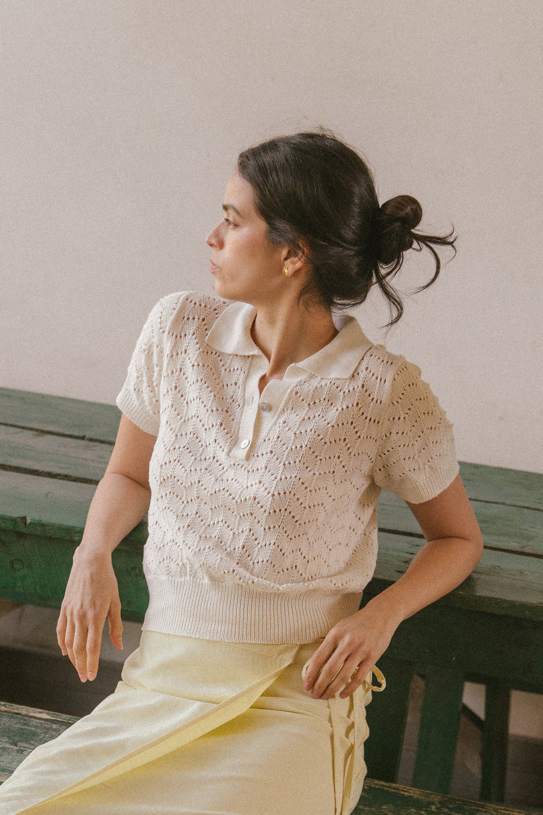 Polera tejida Amparo natural PREVENTA