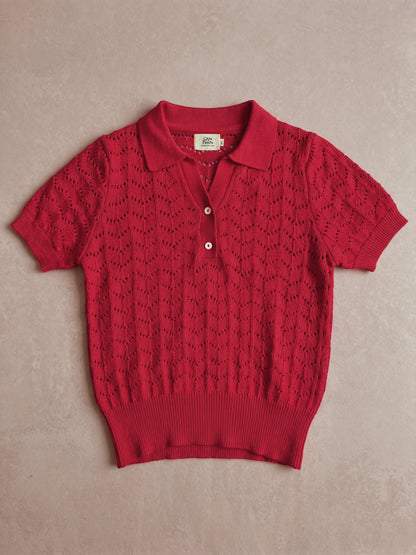 Polera tejida Amparo carmín PREVENTA