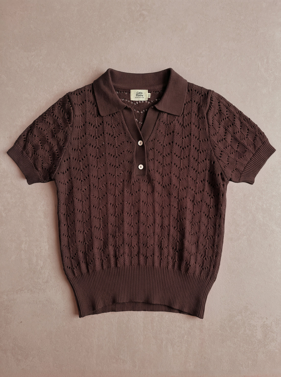 Polera tejida Amparo café PREVENTA