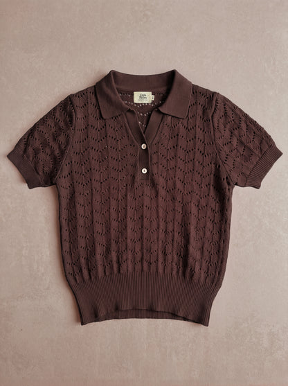 Polera tejida Amparo café PREVENTA
