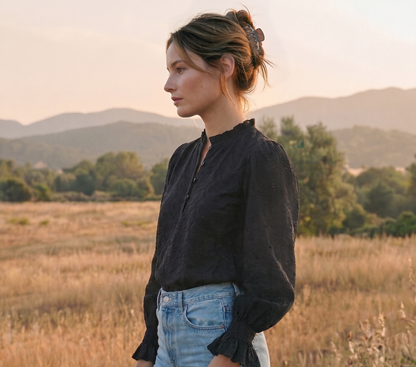 Blusa Malva Negra Broderie