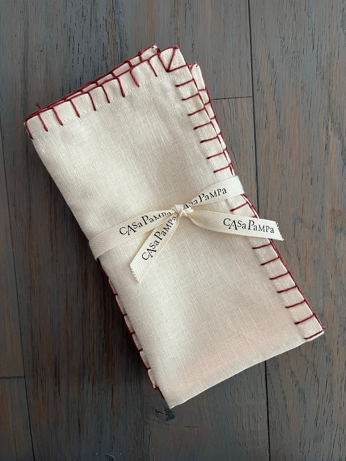 Servilletas de lino festón terracota (set de 4)