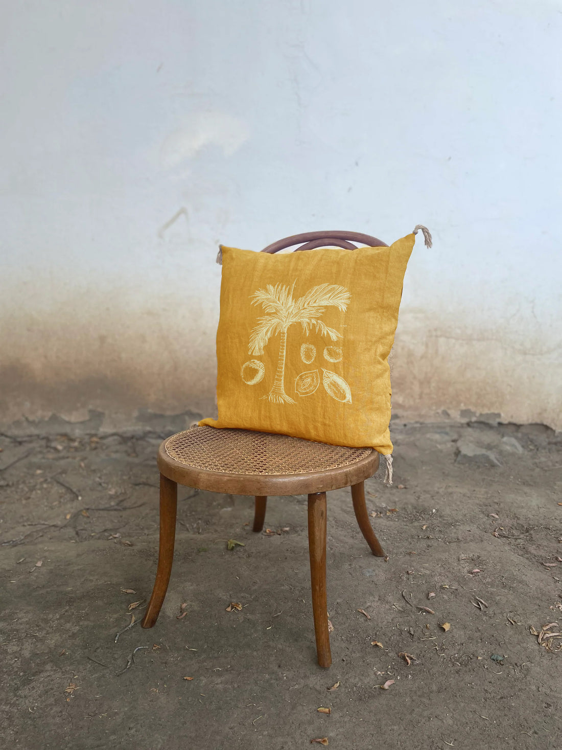 Funda de Lino Palmera 2 Cúrcuma