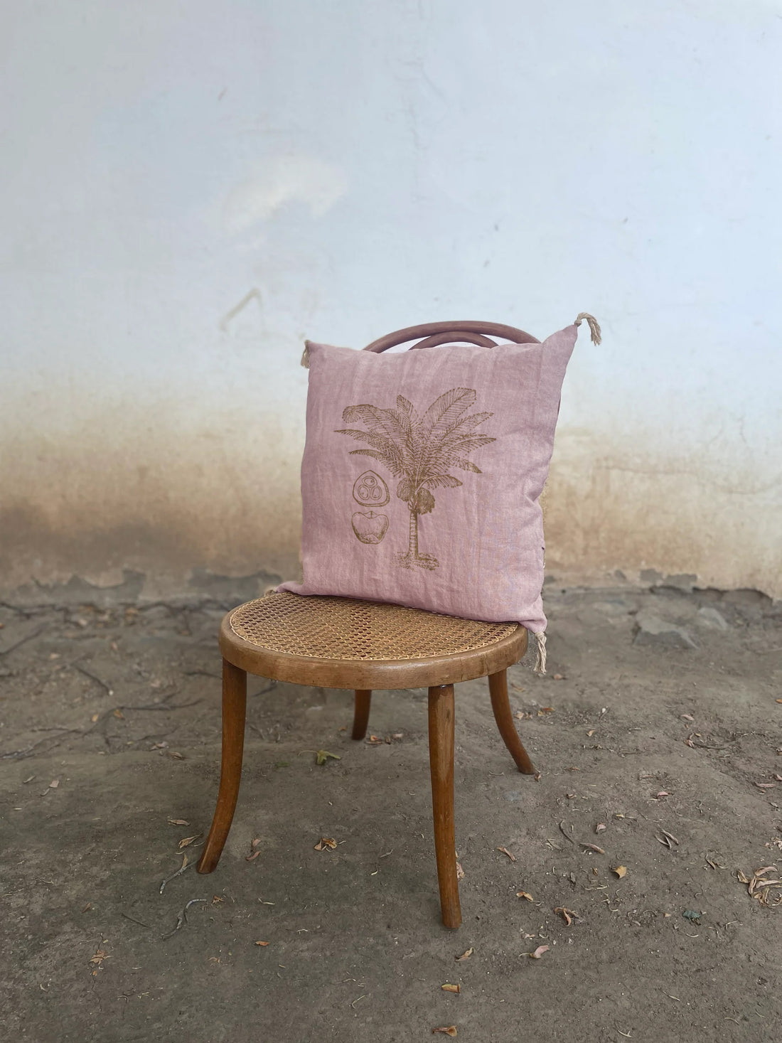 Funda de Lino Palmera 2 Rosa Viejo
