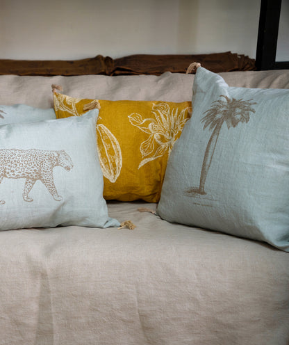 Funda de Lino Palmera 1 Verde Agua