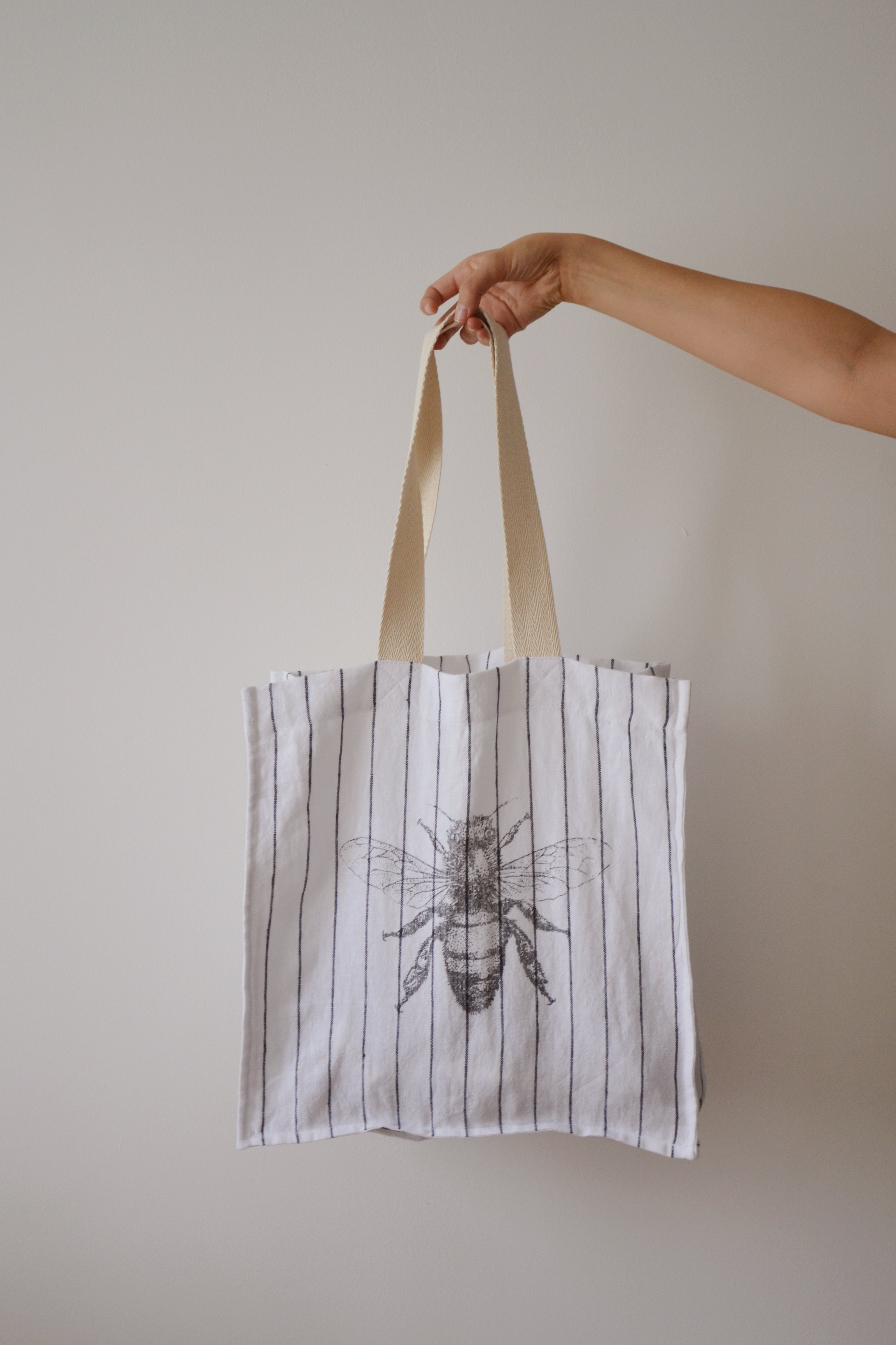 Bolsa lino Abeja blanco