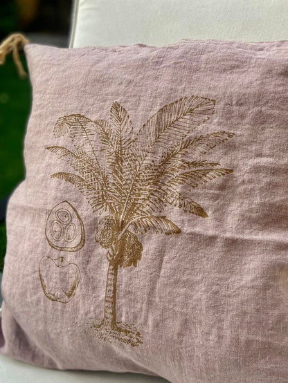 Funda de Lino Palmera 2 Rosa Viejo