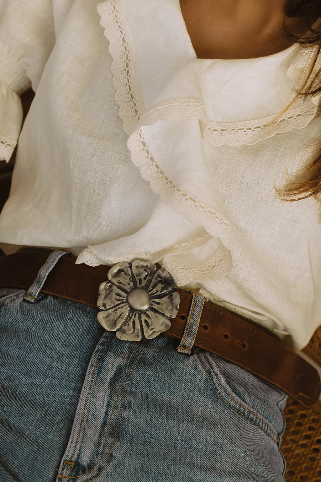 Cinturón de Cuero hebilla plata