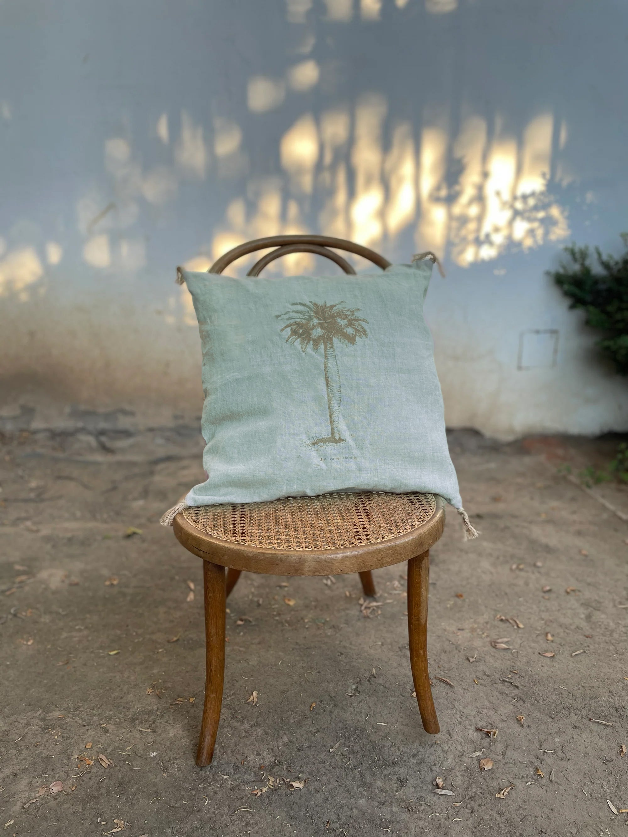 Funda de Lino Palmera 1 Verde Agua