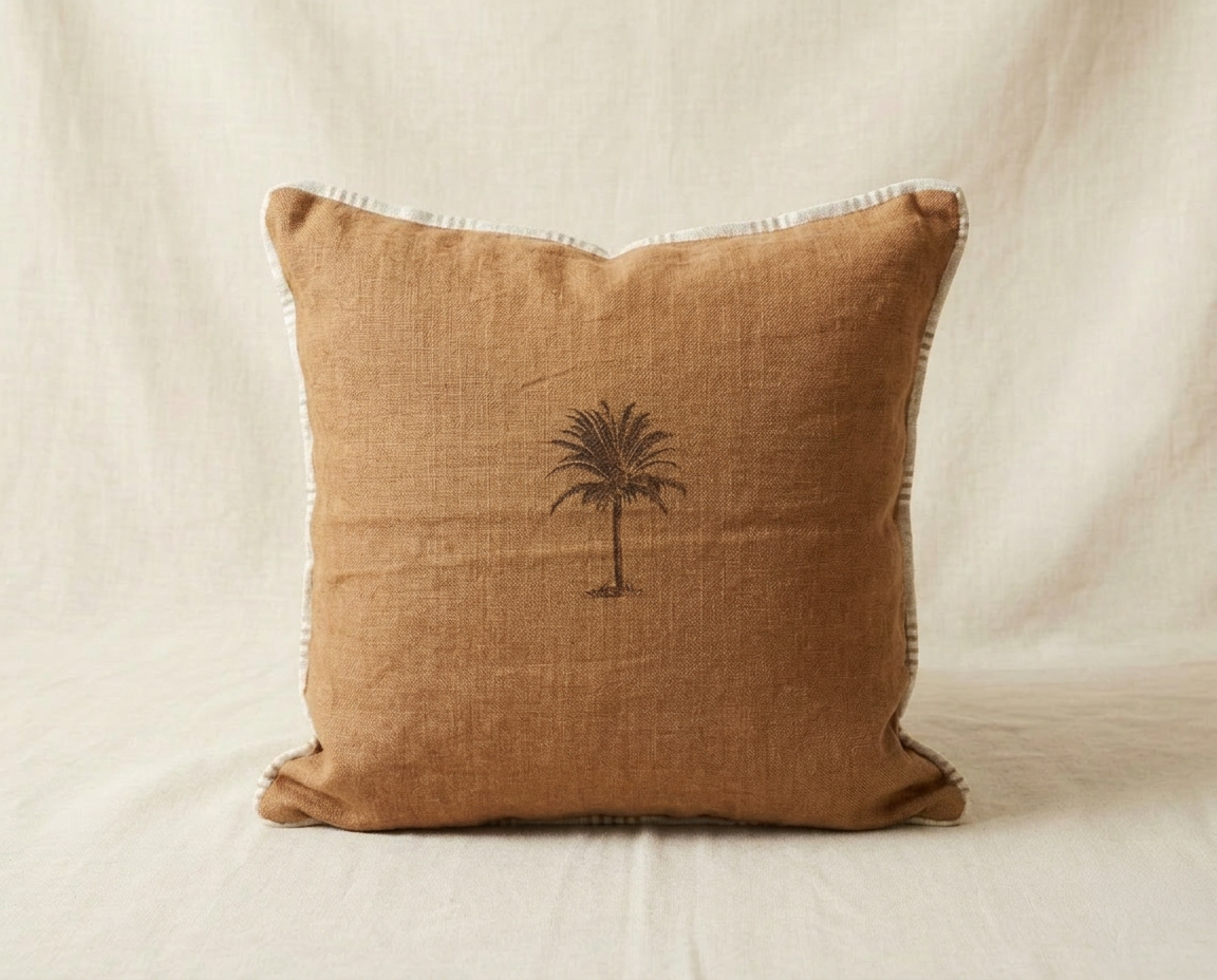 Funda de Lino Fuelle Rayas Caramelo