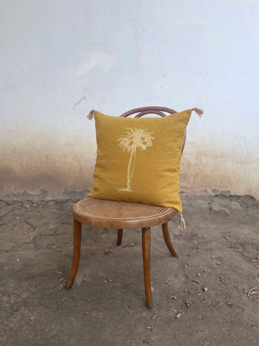 Funda de Lino Palmera 1 Cúrcuma