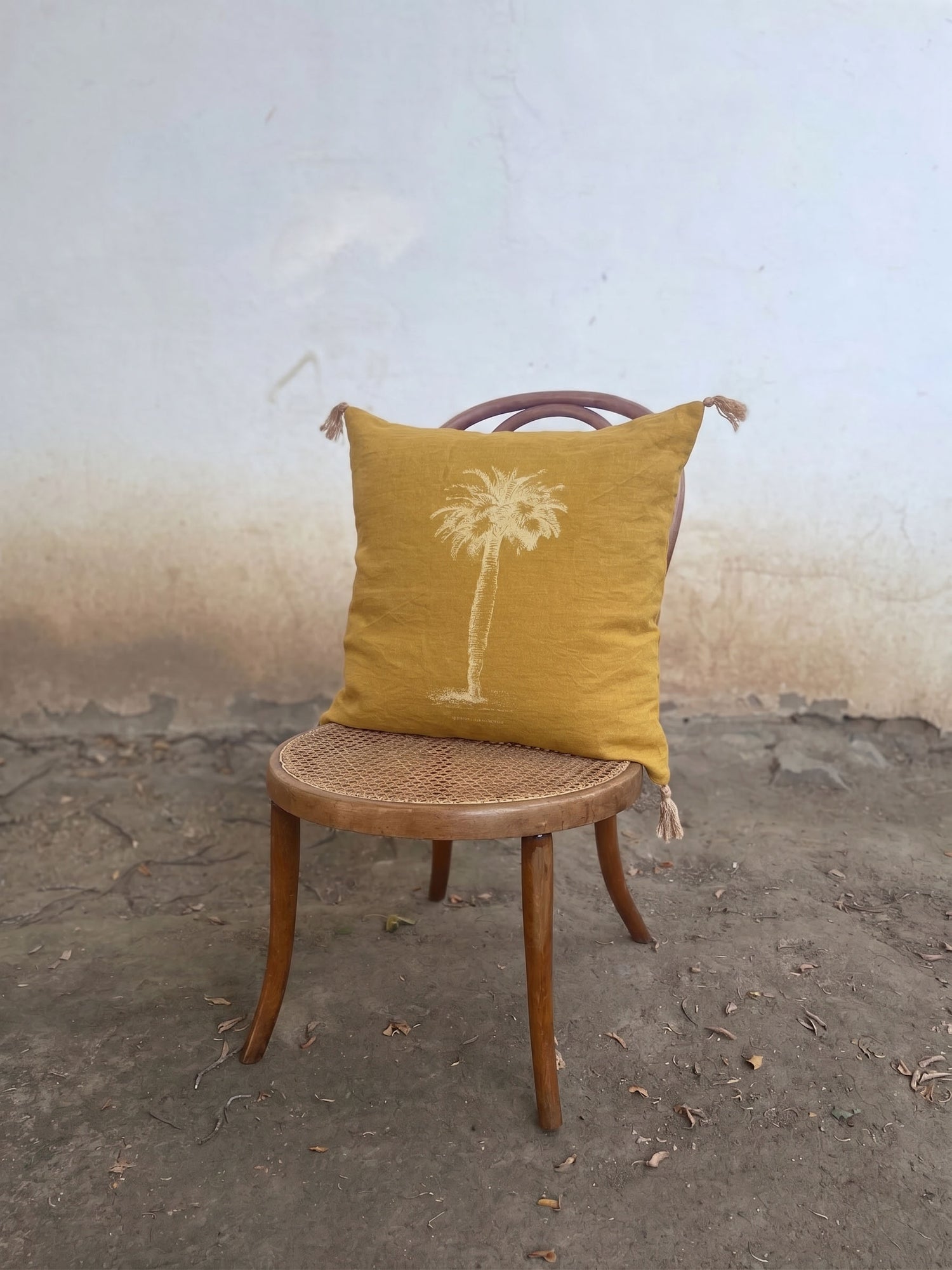Funda de Lino Palmera 1 Cúrcuma