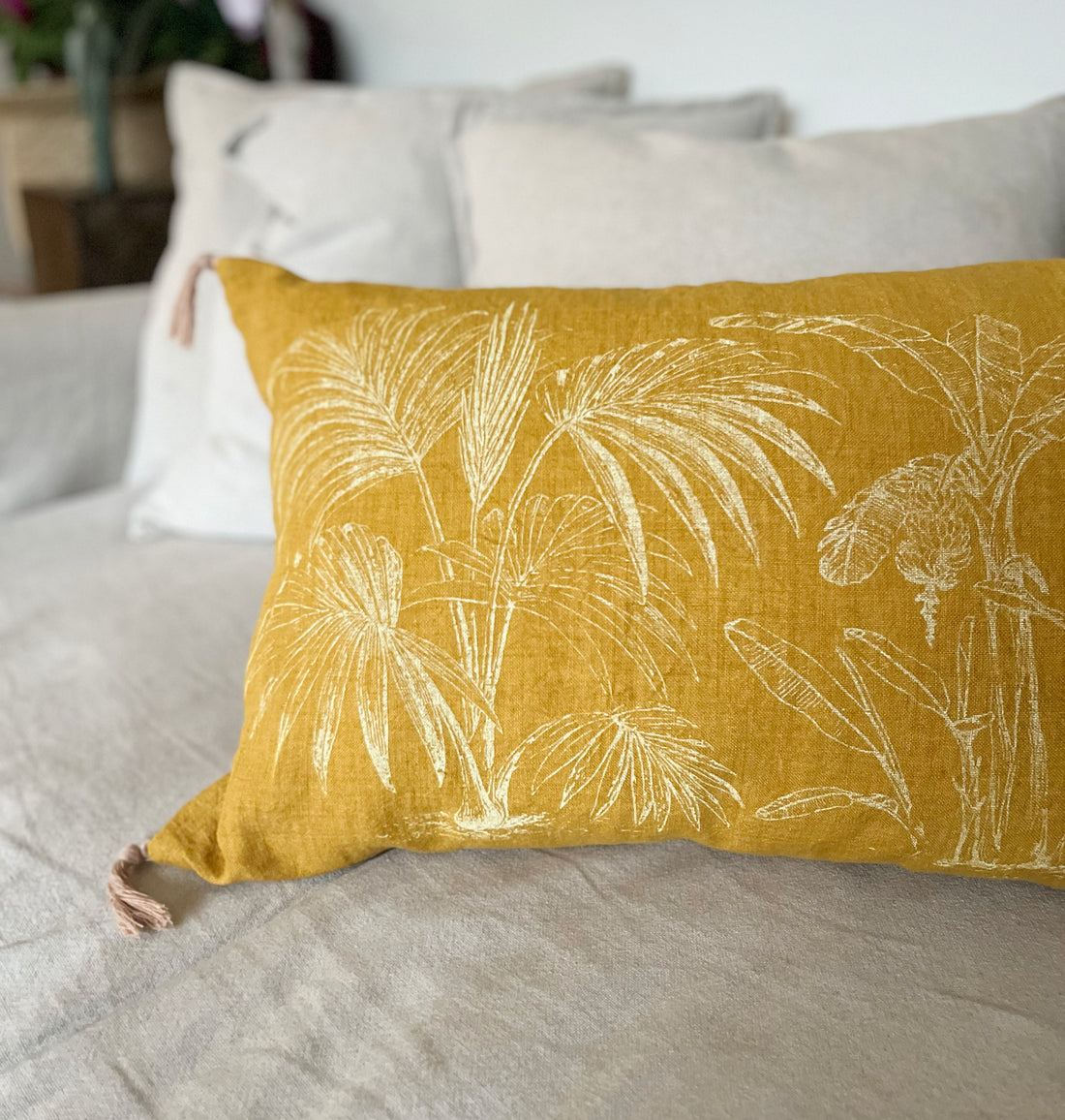 Funda de Lino Jungla Cúrcuma