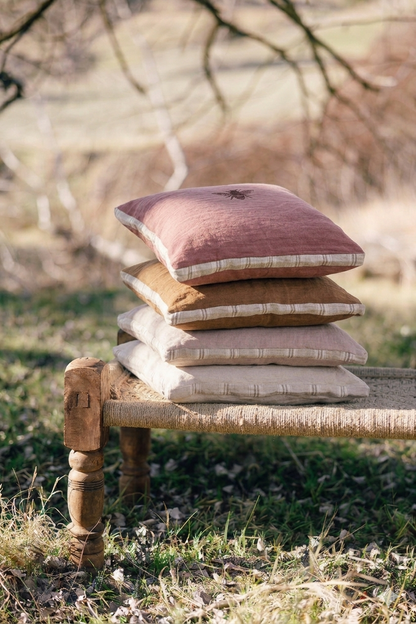 Funda de Lino Fuelle Rayas Caramelo